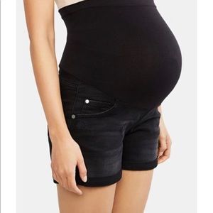 Black Maternity Jean Shorts